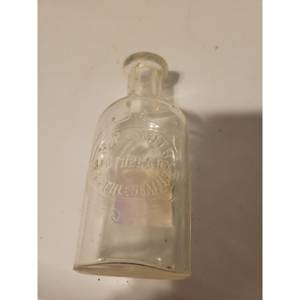H.P. Smith Apothecary Bottle, Bethlehem, NH, Small, Clear, Antique, Medicine